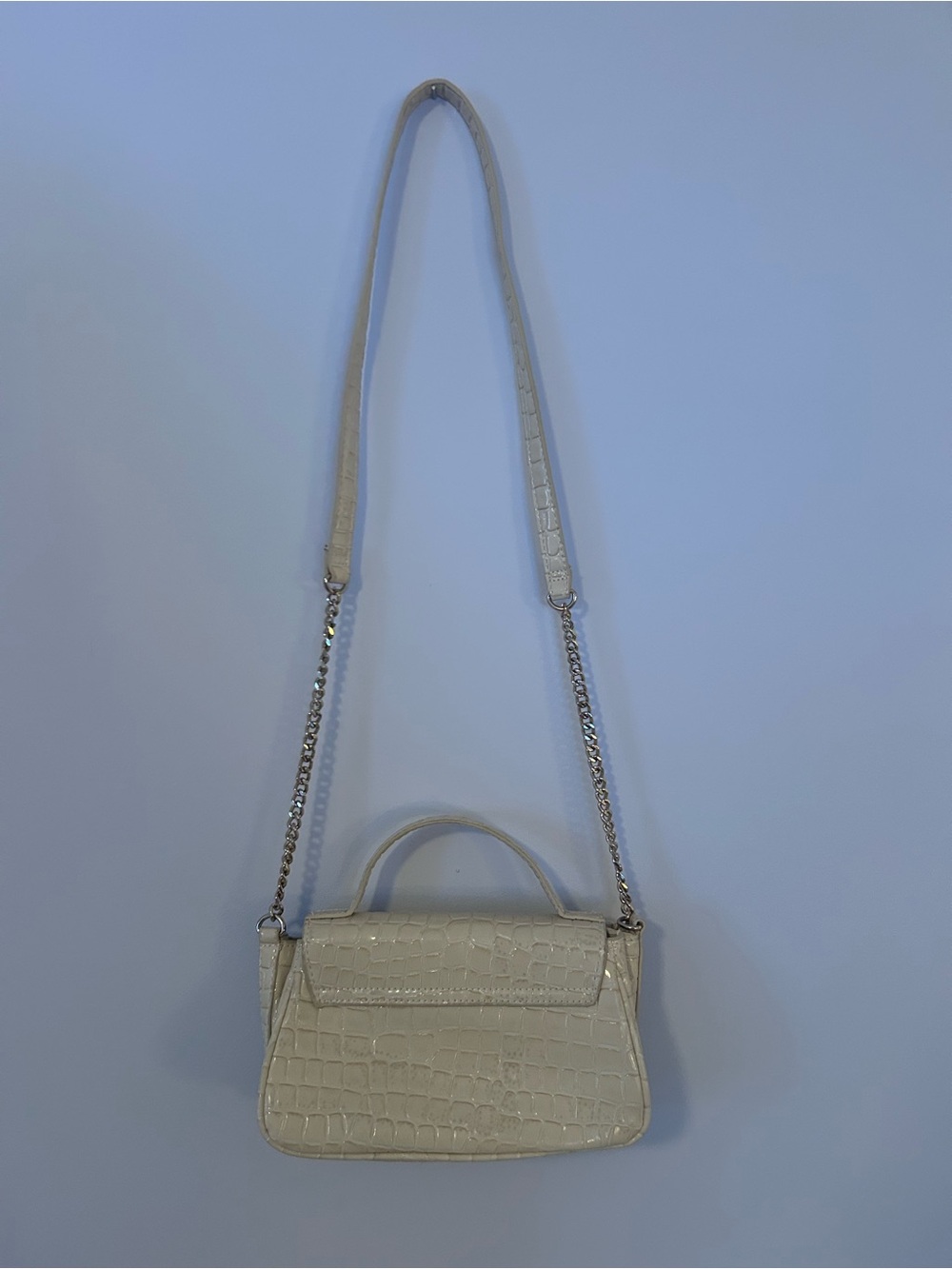 Zara Cream Croc-Embossed Crossbody Bag with Top Handle - Picture 2 of 4